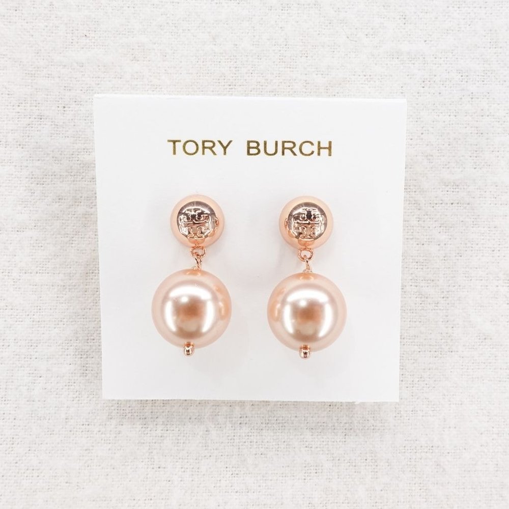Tory Burch Rose Gold Pearl Drop Earrings